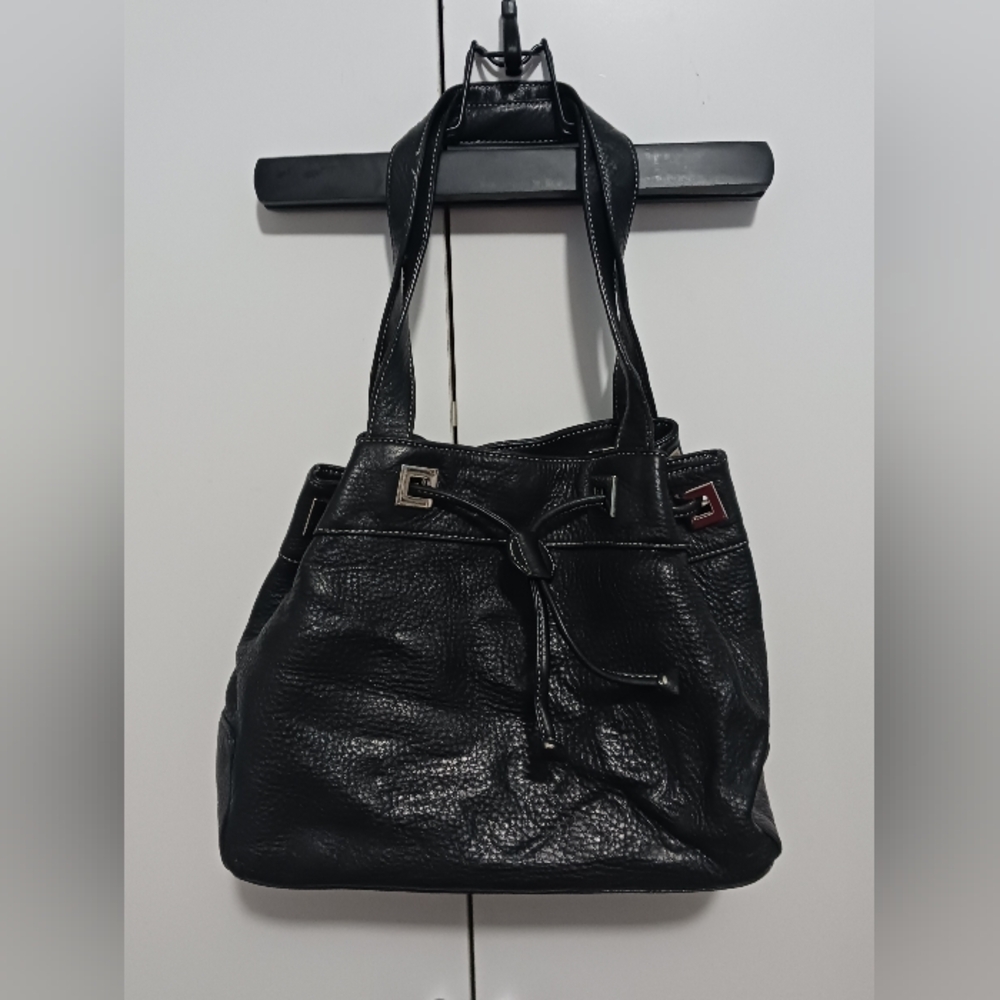 Ann Taylor Black Shoulder Bag with Embossed Leather